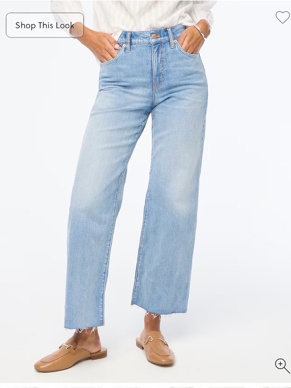 J. Crew Light Classic Blue cropped wide leg denim